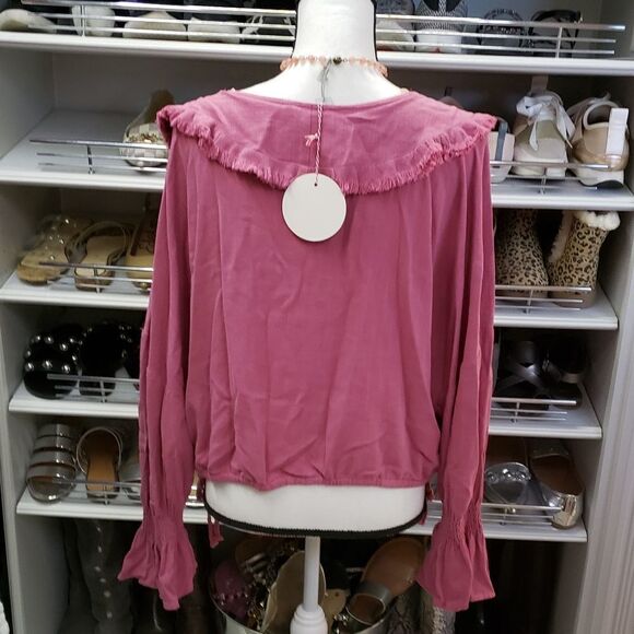 UMGEE Pink Crossbody Ruffle Top - Picture 3 of 13